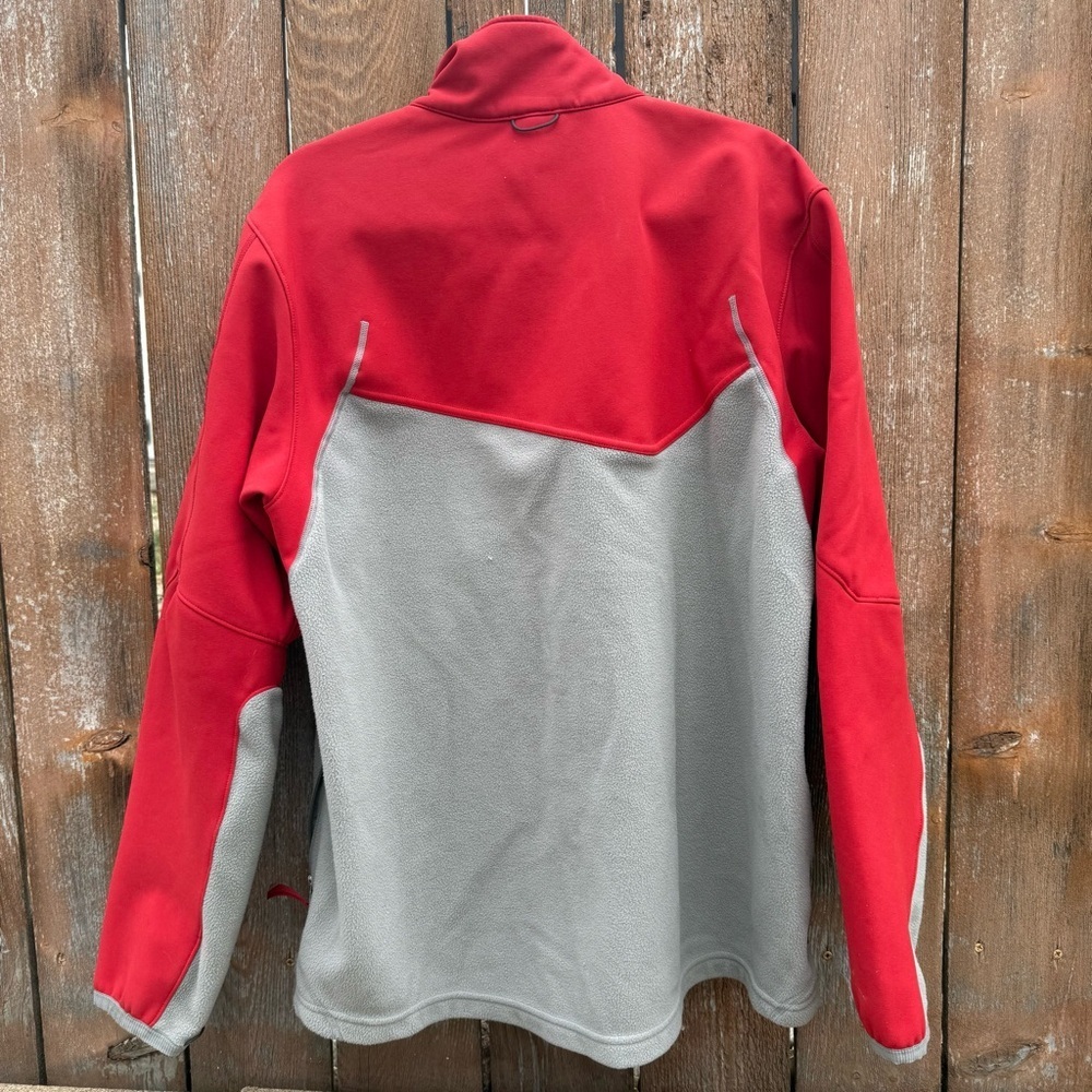 NIKE FIT Men’s Red Gray Fleece Full Zip Thermal Jacket Pockets Size Large - Picture 8 of 11